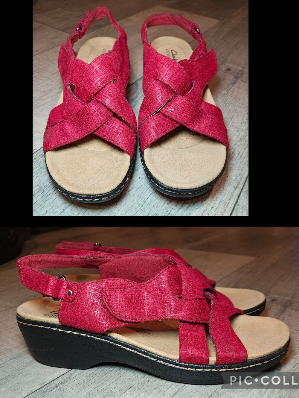 💋NEW Clarks Merliah Echo Textured Wedge Sandals💋